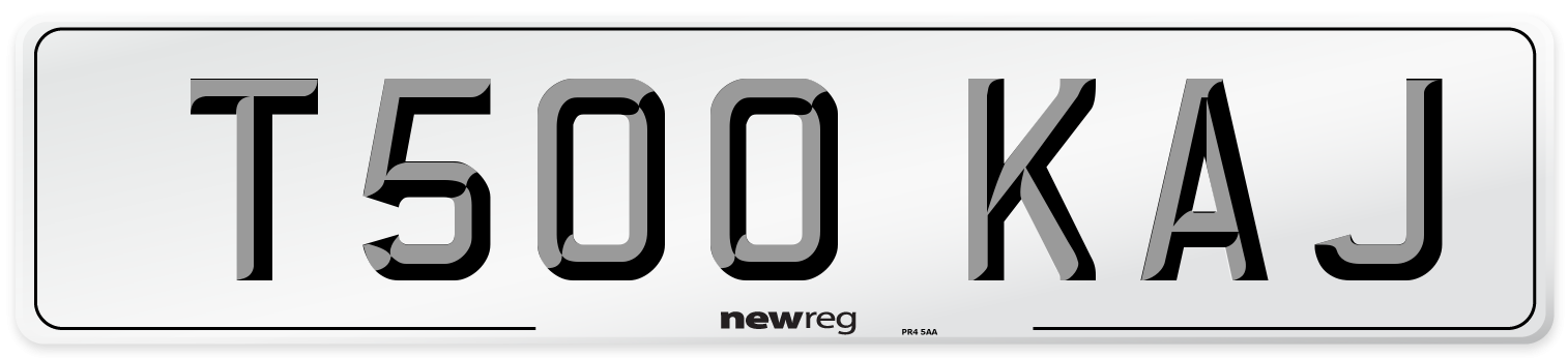 T500 KAJ Number Plate from New Reg